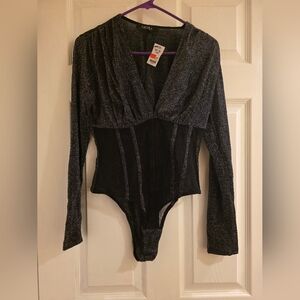 AKIRA Glittering Black and Silver Bodysuit
